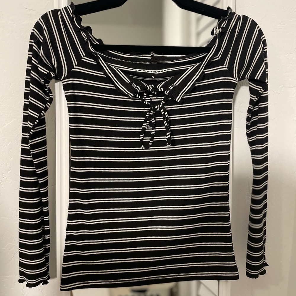 Black and white long striped long sleeve